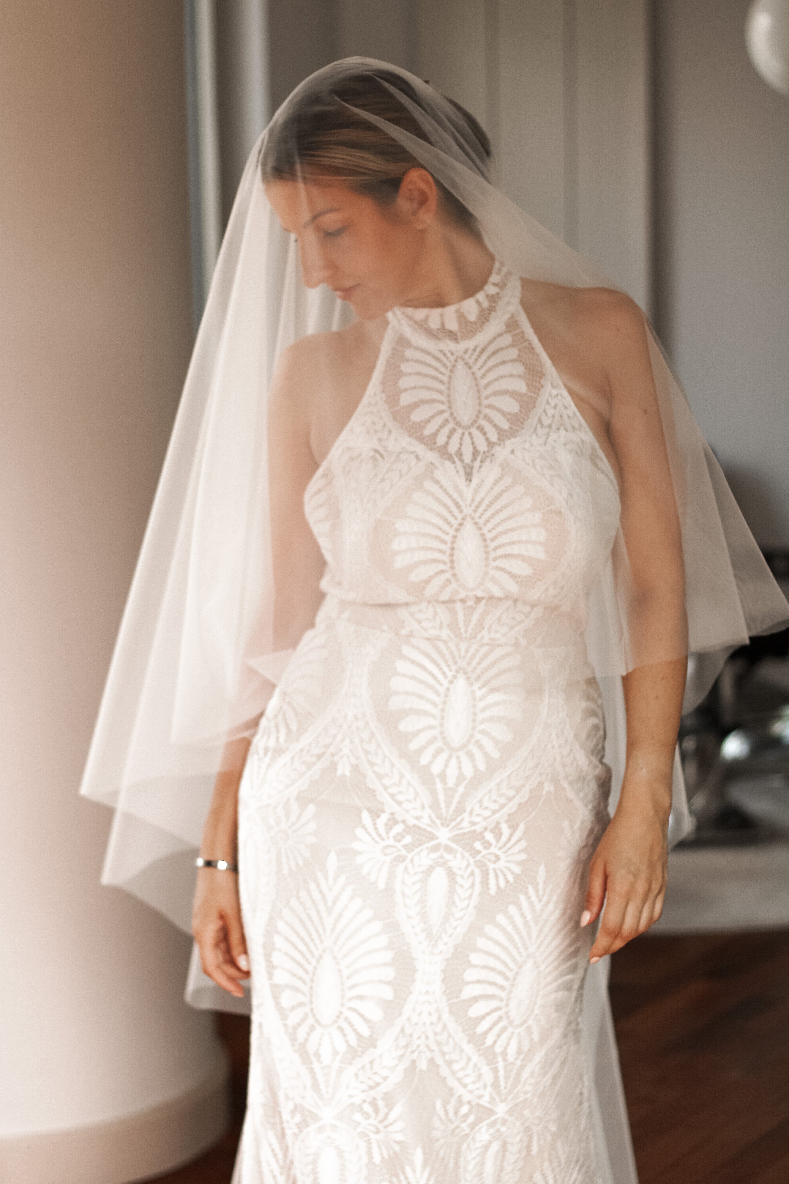 English Tulle Drop Wedding Veil - Velo Bianco