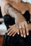Fingerless Black Glitter Bridal Gloves - Velo Bianco