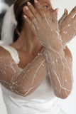 Luxury Patterned Fingerless Bridal Gloves - Velo Bianco