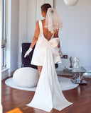 Detachable Satin Wedding Bow - Velo Bianco