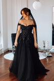 Blake -Black Off-the-shoulder Bridal Gown
