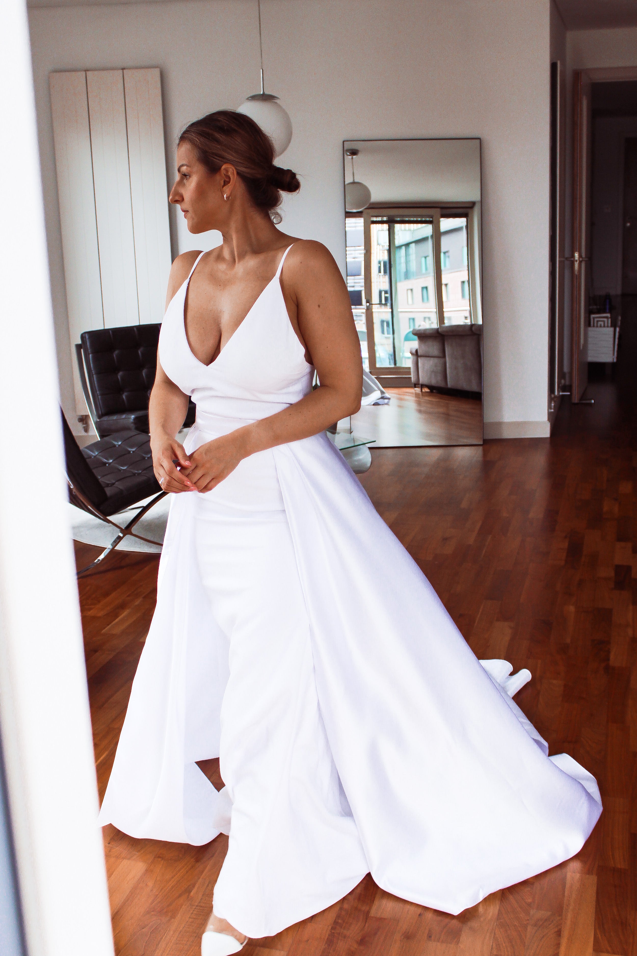 Luxury Bridal Satin Overskirt - Velo Bianco