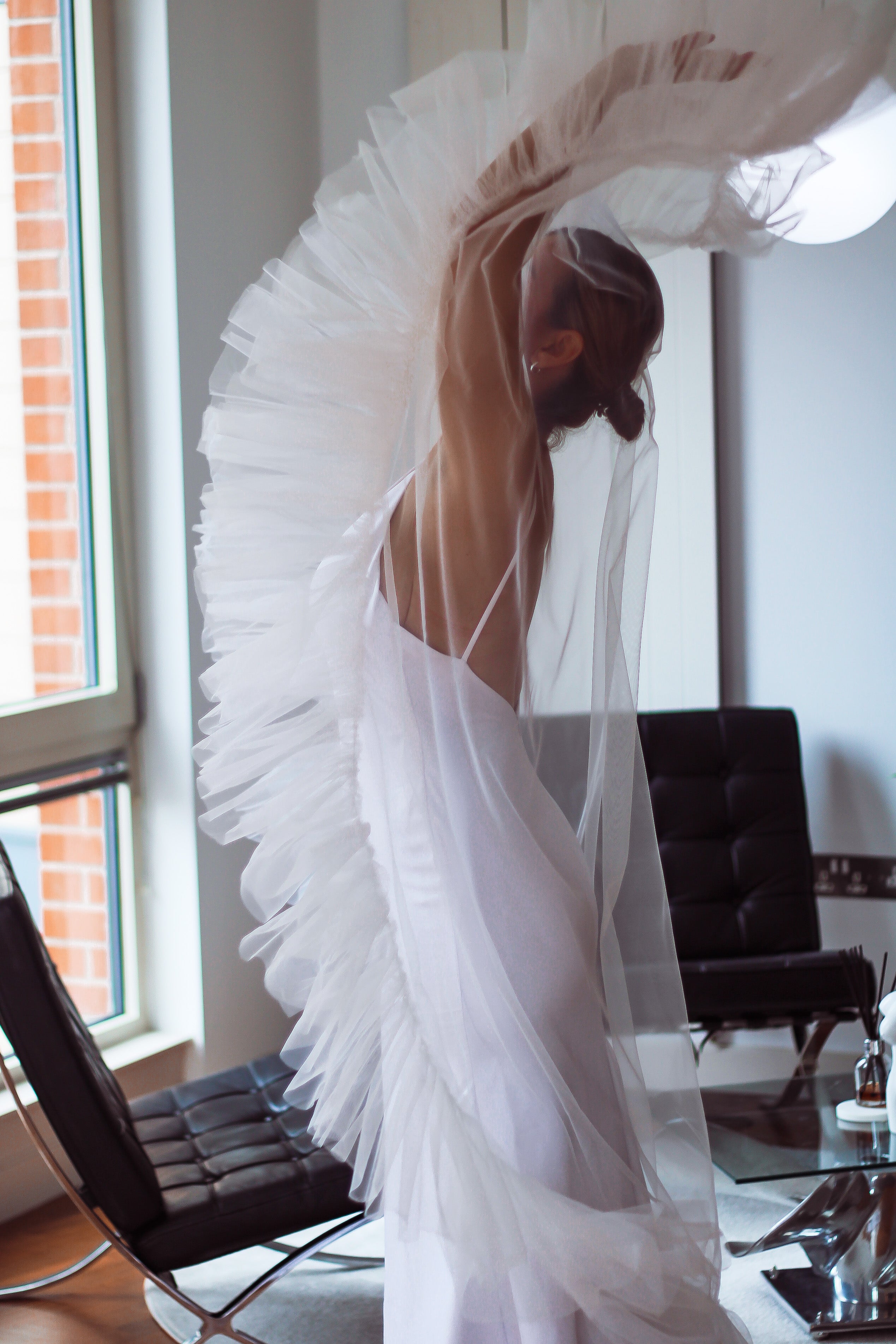 Waltz Ruffled Wedding Veil - Velo Bianco