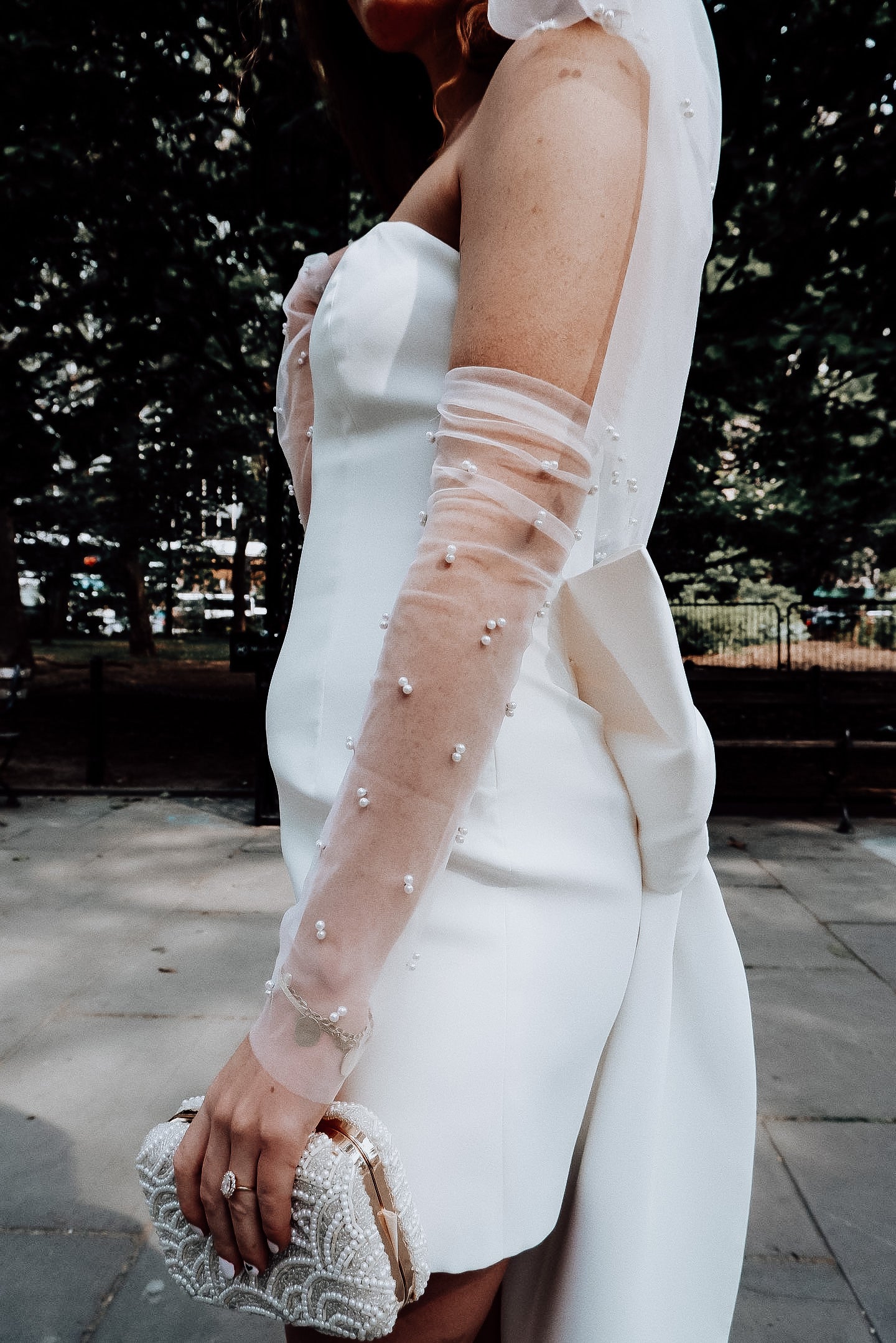 Fingerless Pearl Bridal Gloves - Velo Bianco