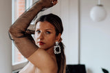 Fingerless Black Glitter Bridal Gloves - Velo Bianco