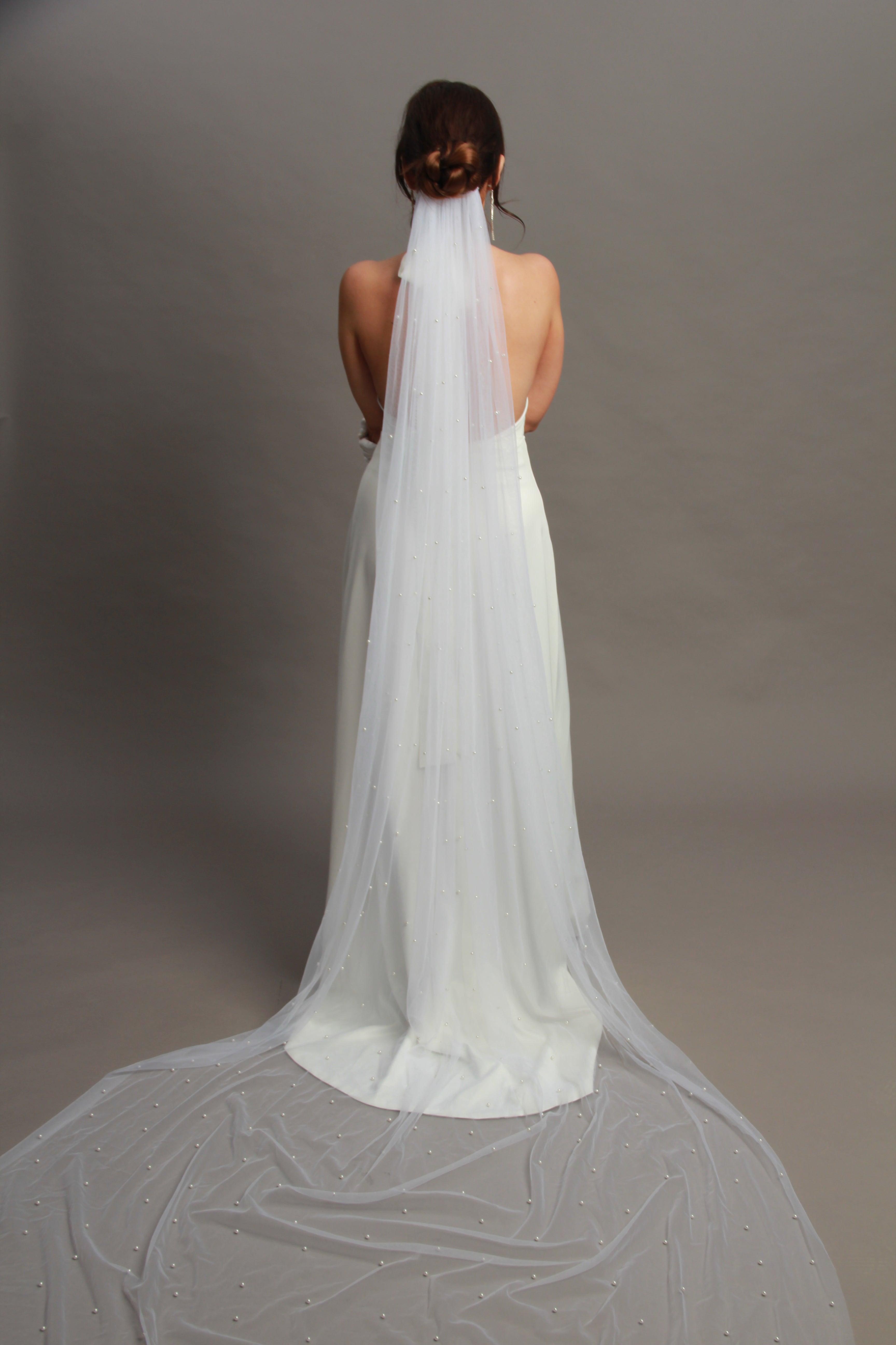 Luxury Pearl Cathedral Wedding Veil - Velo Bianco