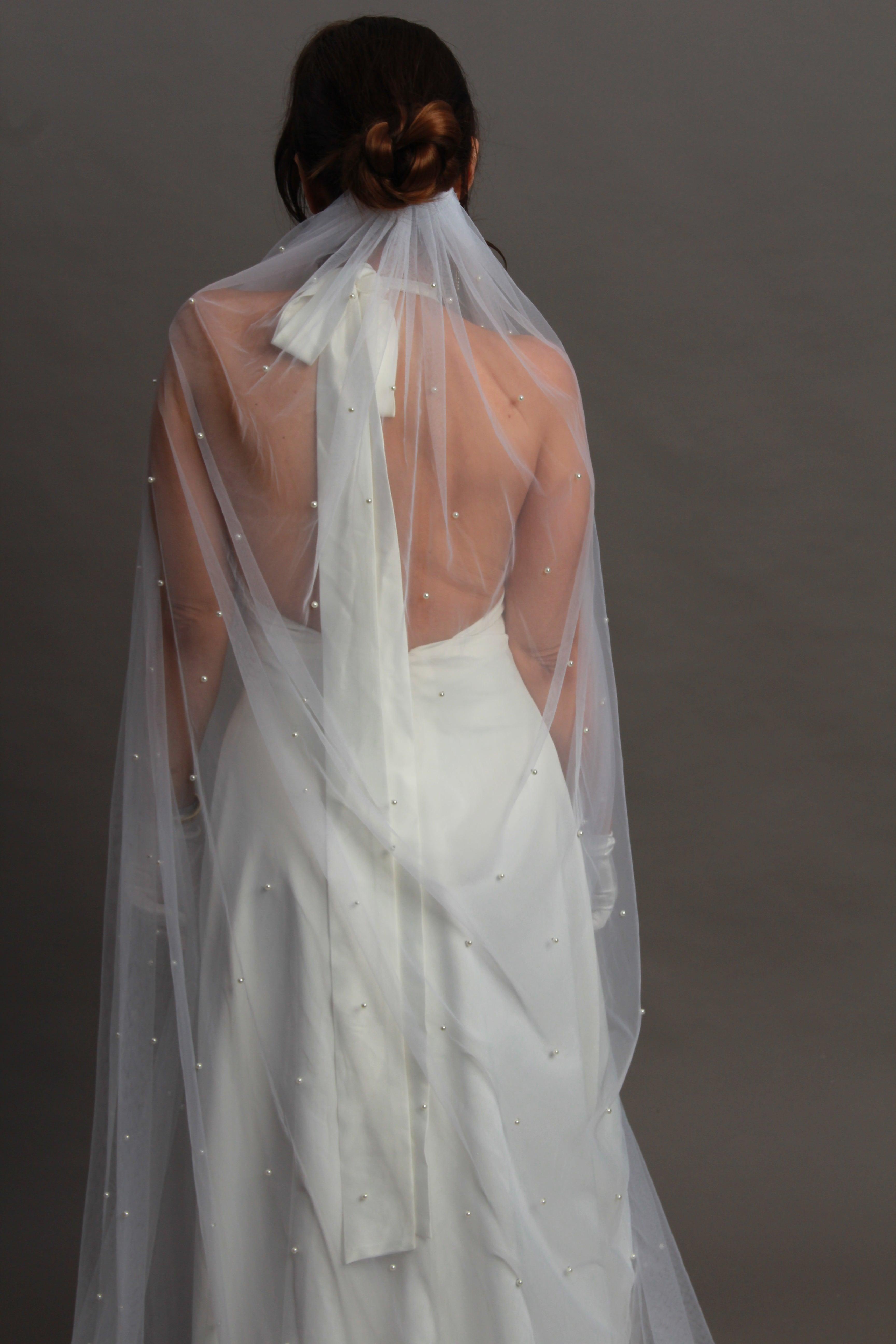 Luxury Pearl Cathedral Wedding Veil - Velo Bianco