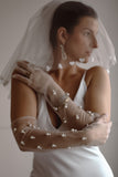 White Tulle Bridal Gloves - Velo Bianco