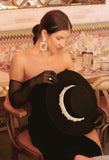 Black Pearl Wedding Hat - Velo Bianco