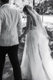 Detachable sheer bridal overskirt