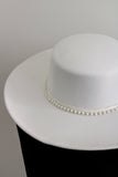 White Wedding Hat with detachable pearls - Velo Bianco