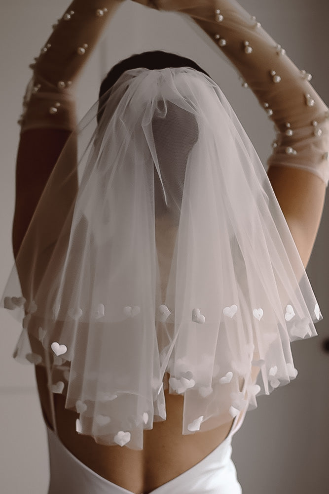 Handmade Heart Wedding Veil - Velo Bianco
