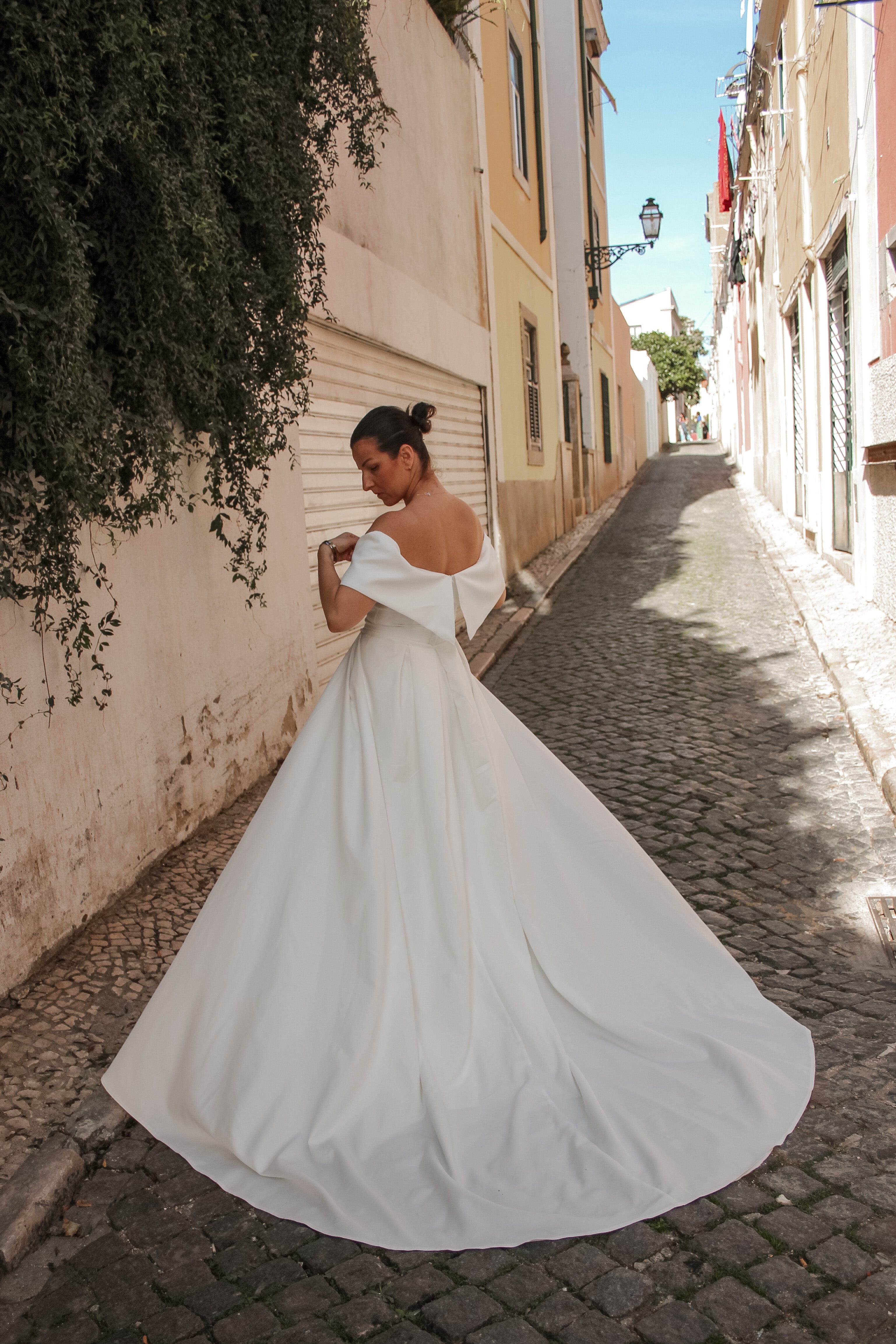 Detachable Crepe Bridal Overskirt
