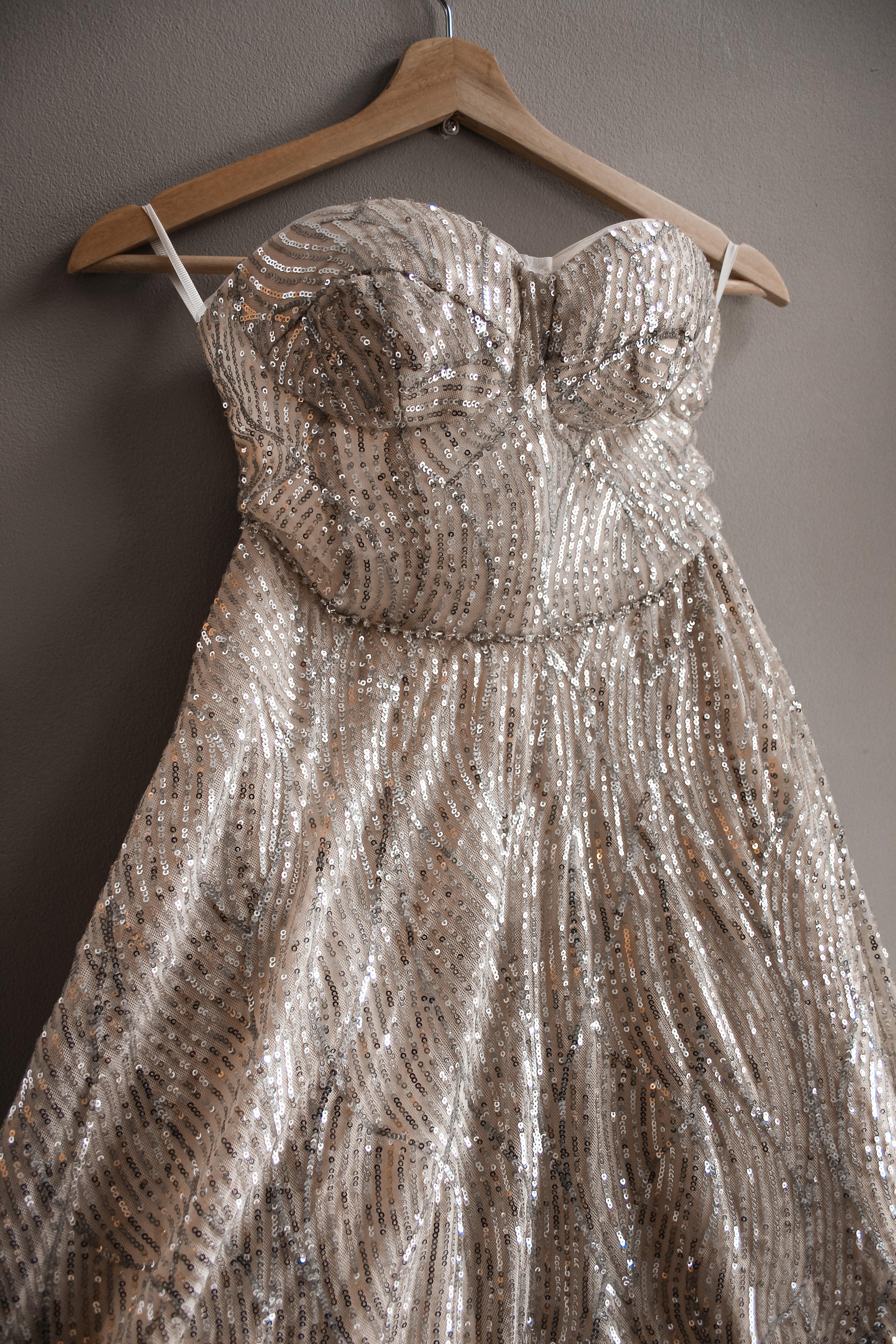 Midi Sequin Evening Wedding Dress - Velo Bianco