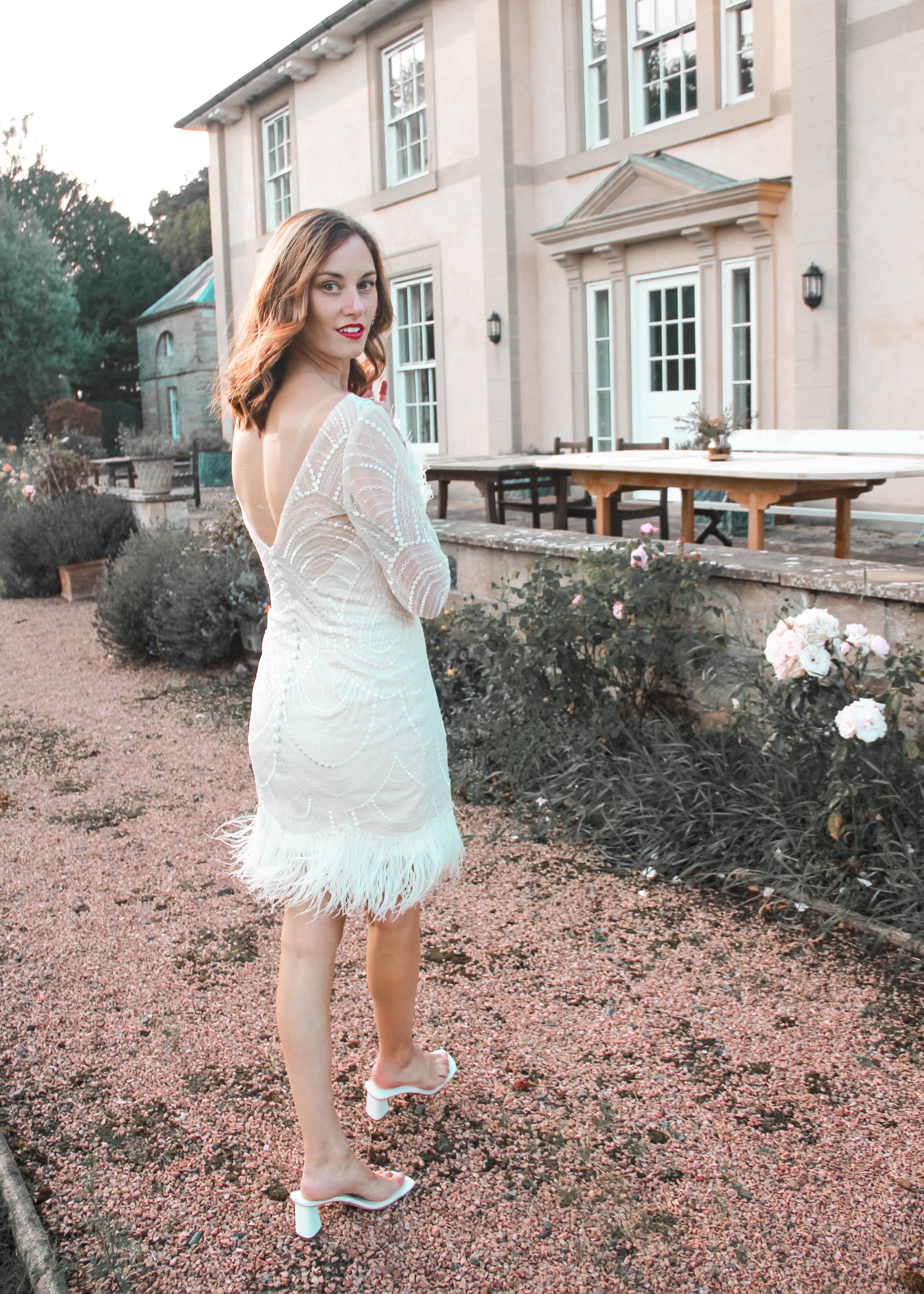 Mini Feather Trimmed Dress - Velo Bianco