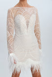 Mini Feather Trimmed Dress - Velo Bianco