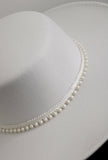 White Wedding Hat with detachable pearls - Velo Bianco