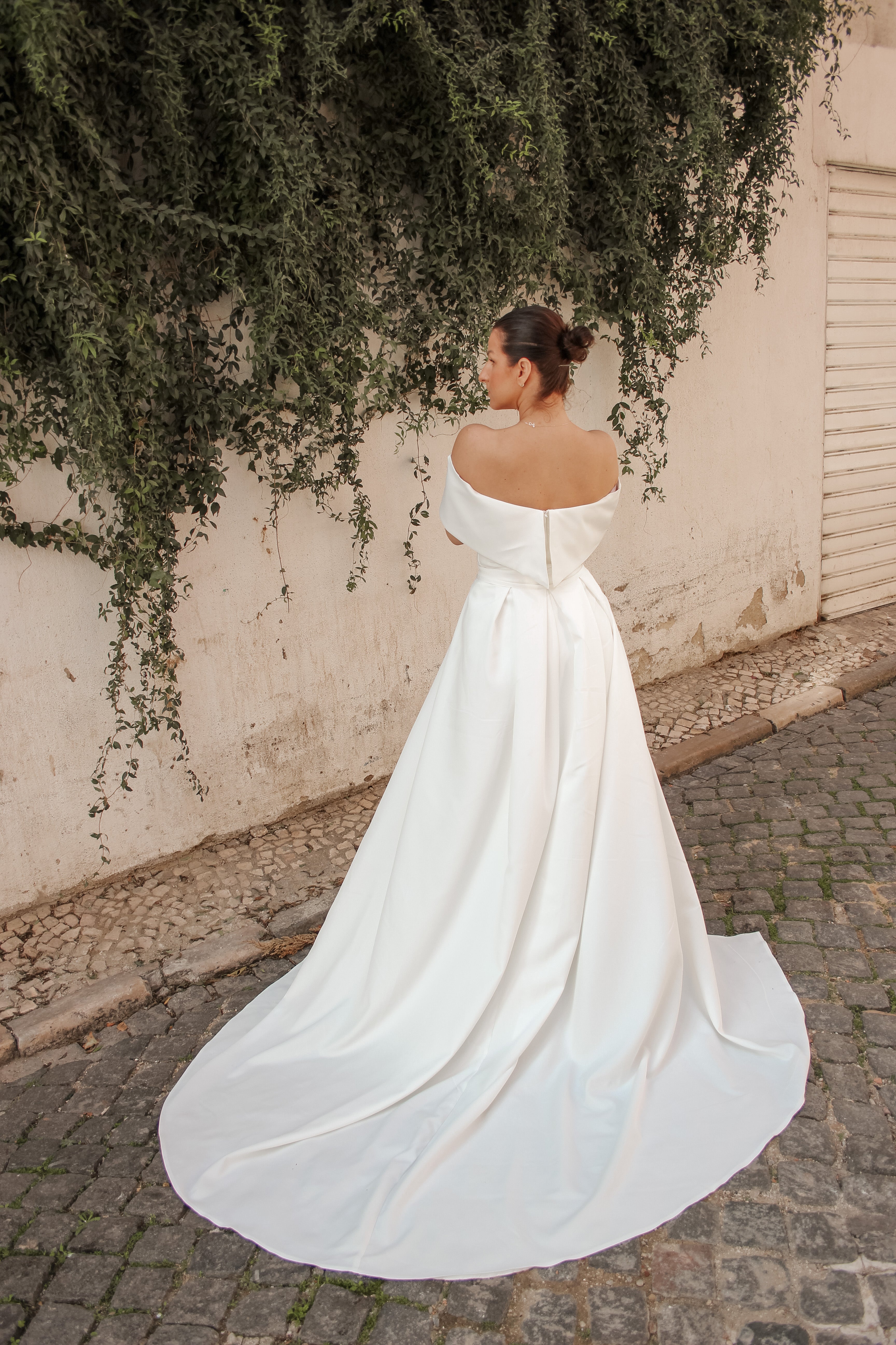 Detachable Crepe Bridal Overskirt