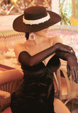 Black Pearl Wedding Hat - Velo Bianco