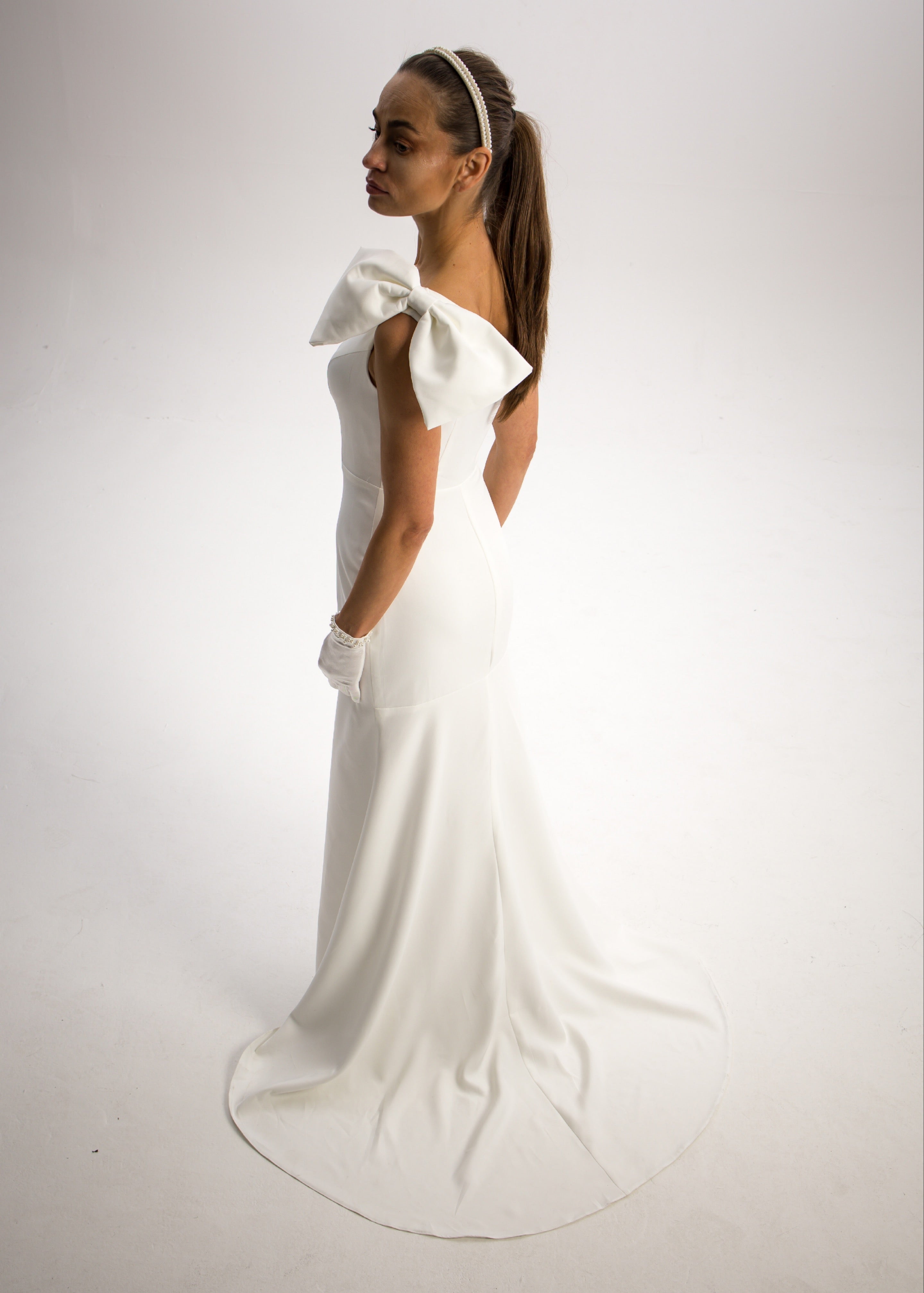 one shoulder wedding dress