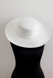 White Wedding Hat with detachable pearls - Velo Bianco