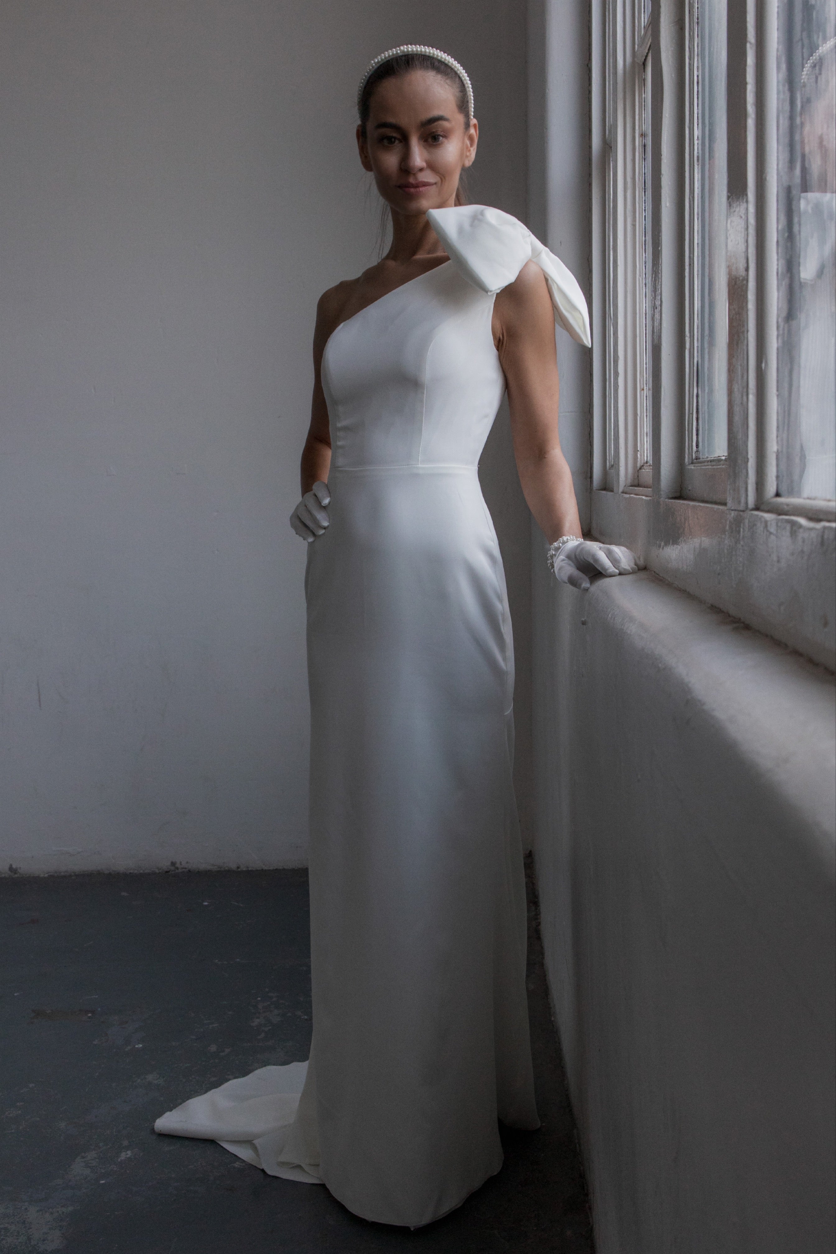 one shoulder wedding dress