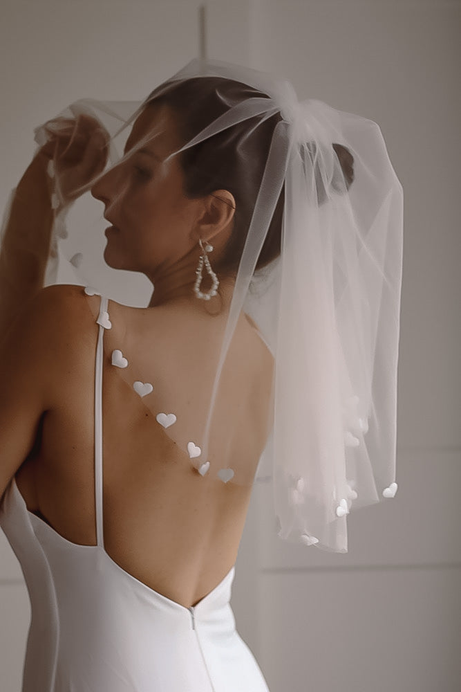 Handmade Heart Wedding Veil - Velo Bianco