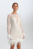 Mini Feather Trimmed Dress - Velo Bianco