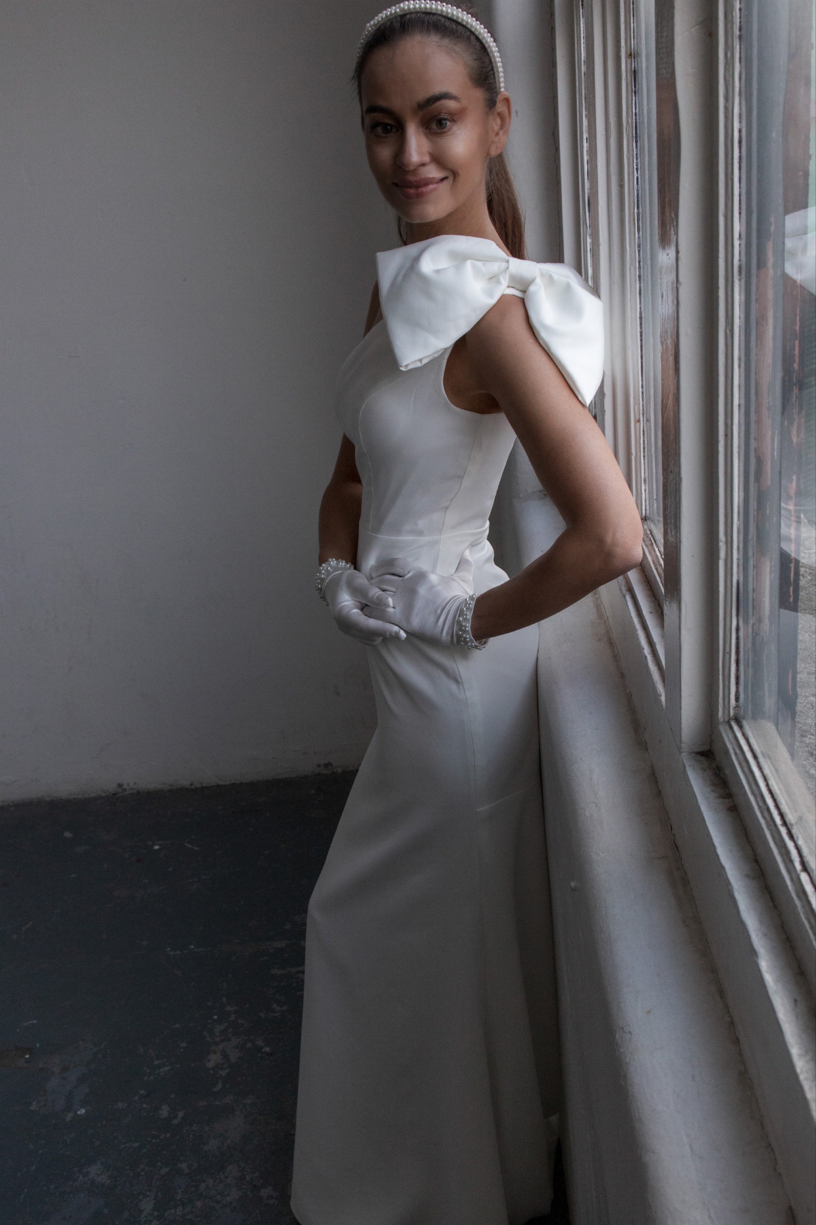 one shoulder wedding dress