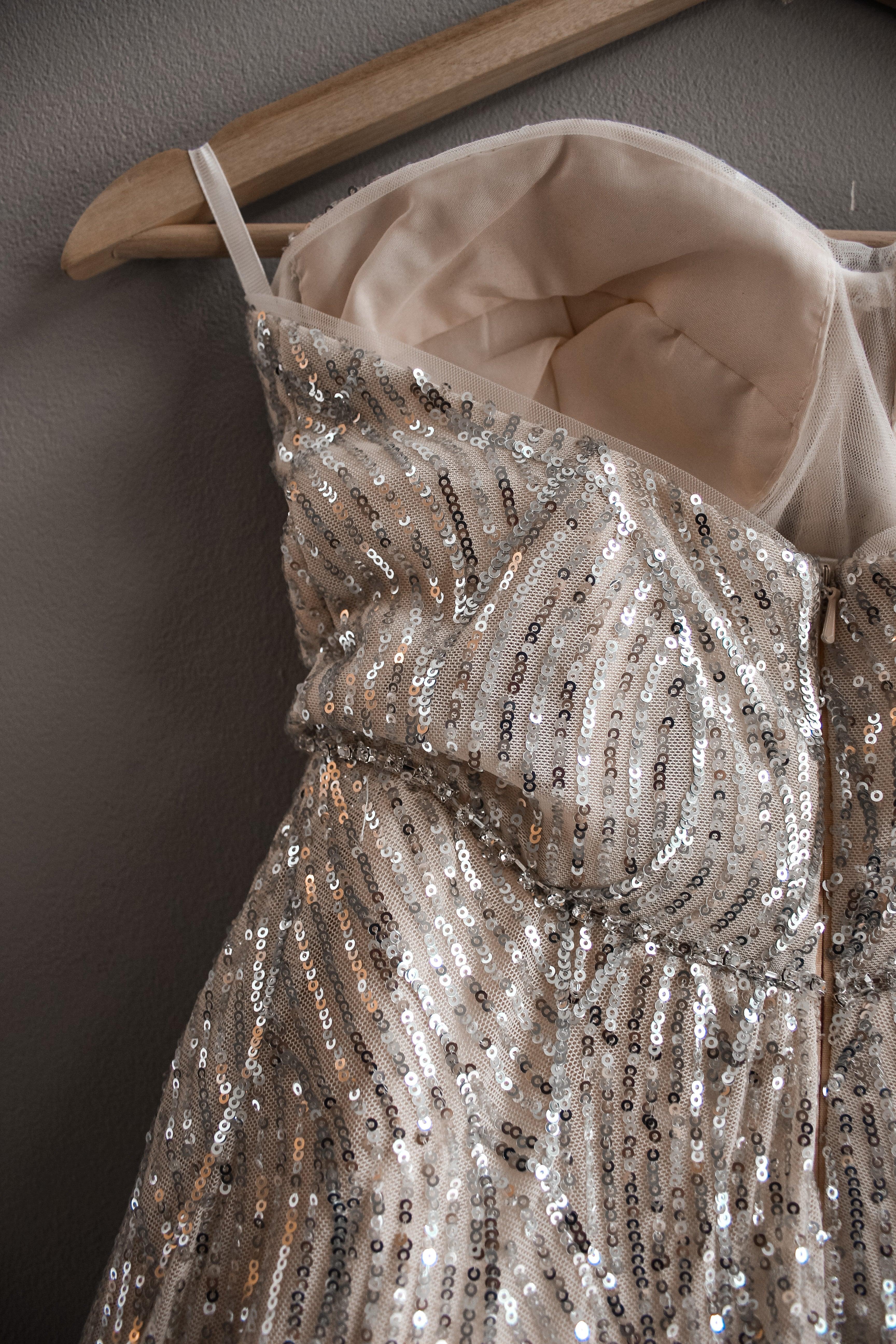 Midi Sequin Evening Wedding Dress - Velo Bianco