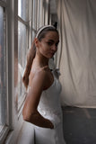 one shoulder wedding dress