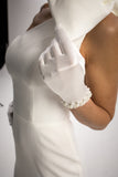 White Satin Bridal Gloves - Velo Bianco