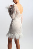 Mini Feather Trimmed Dress - Velo Bianco