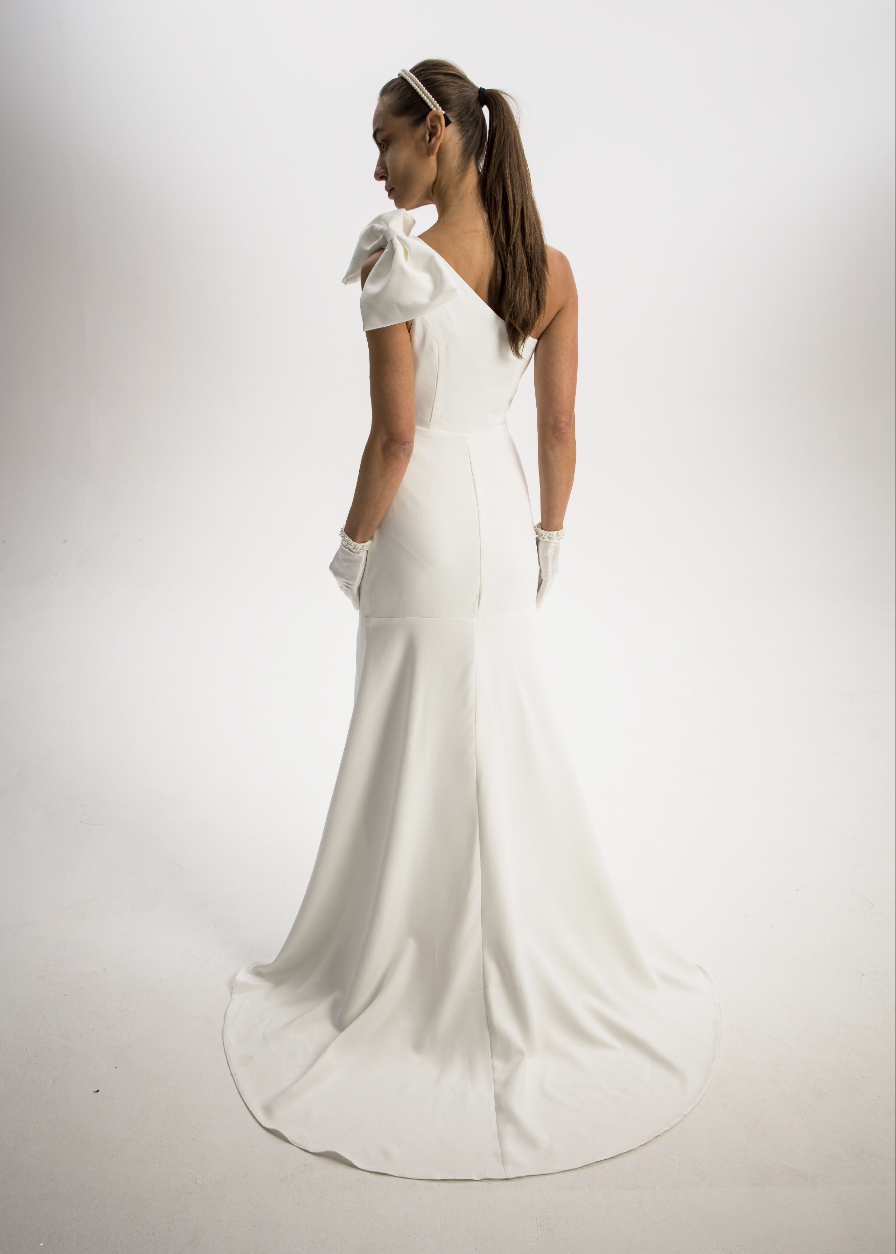 one shoulder wedding dress