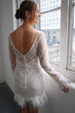 Mini Feather Trimmed Dress - Velo Bianco