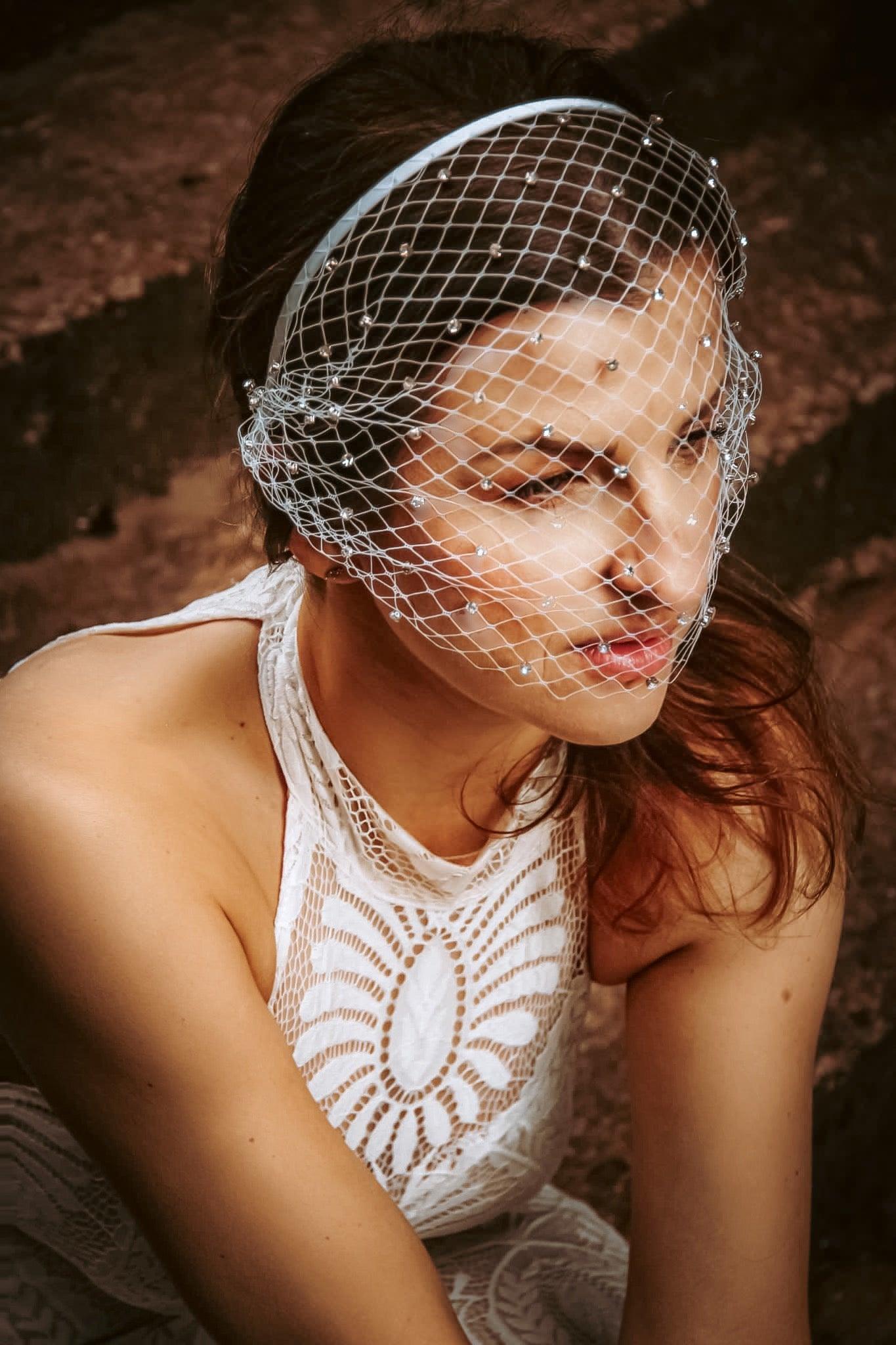 Birdcage Bridal Veil - Velo Bianco