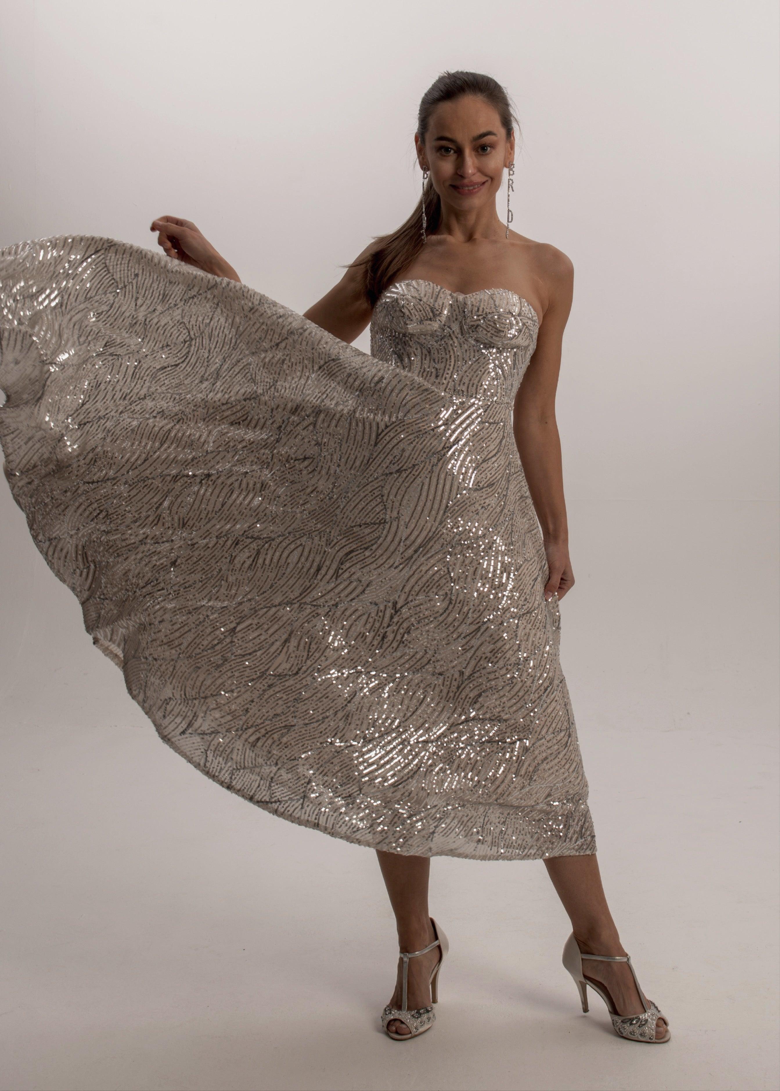 Mini Sequin Reception Dress - Velo Bianco