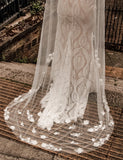 Floral 3D Cathedral Wedding Veil - Velo Bianco