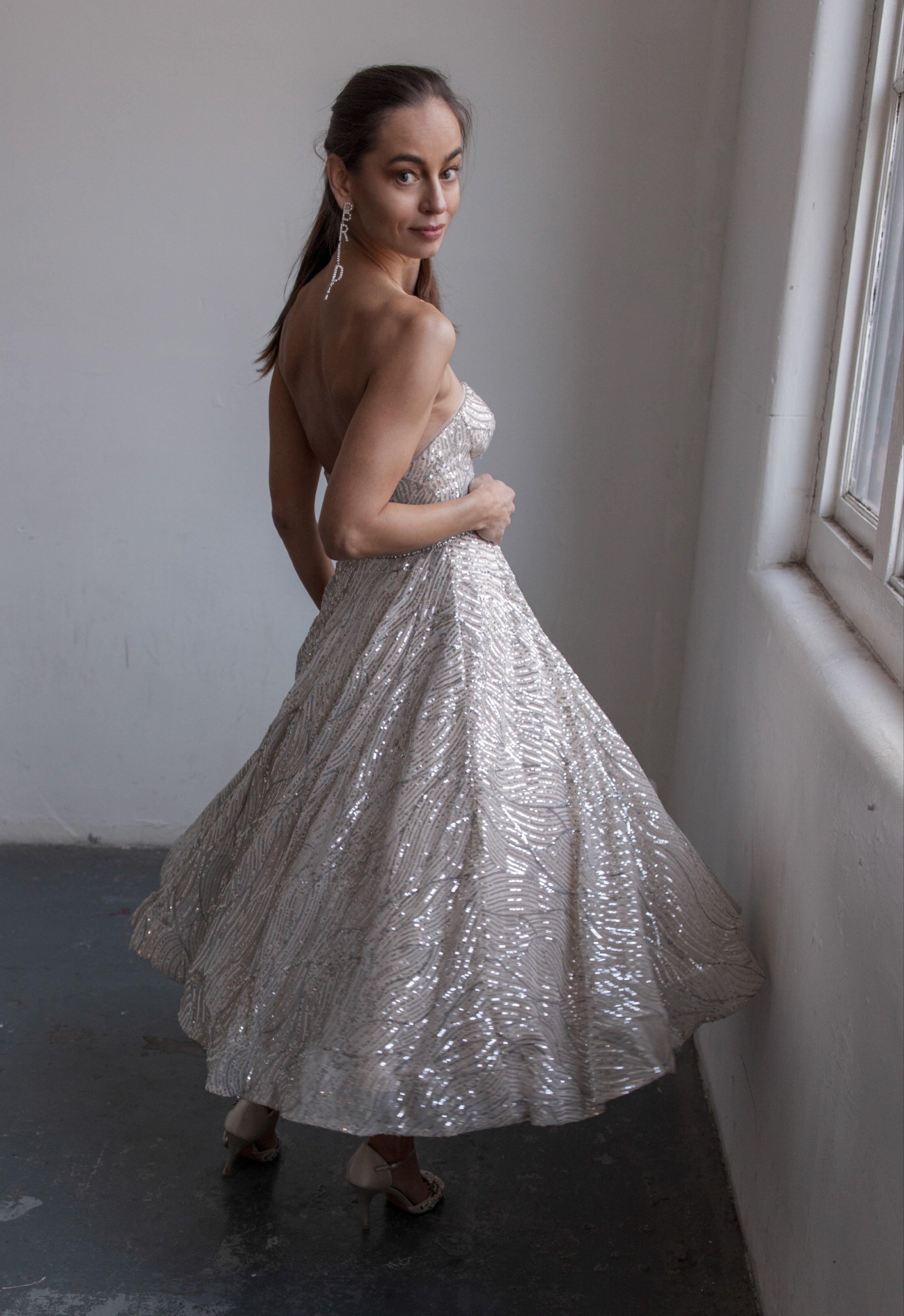 Mini Sequin Reception Dress - Velo Bianco
