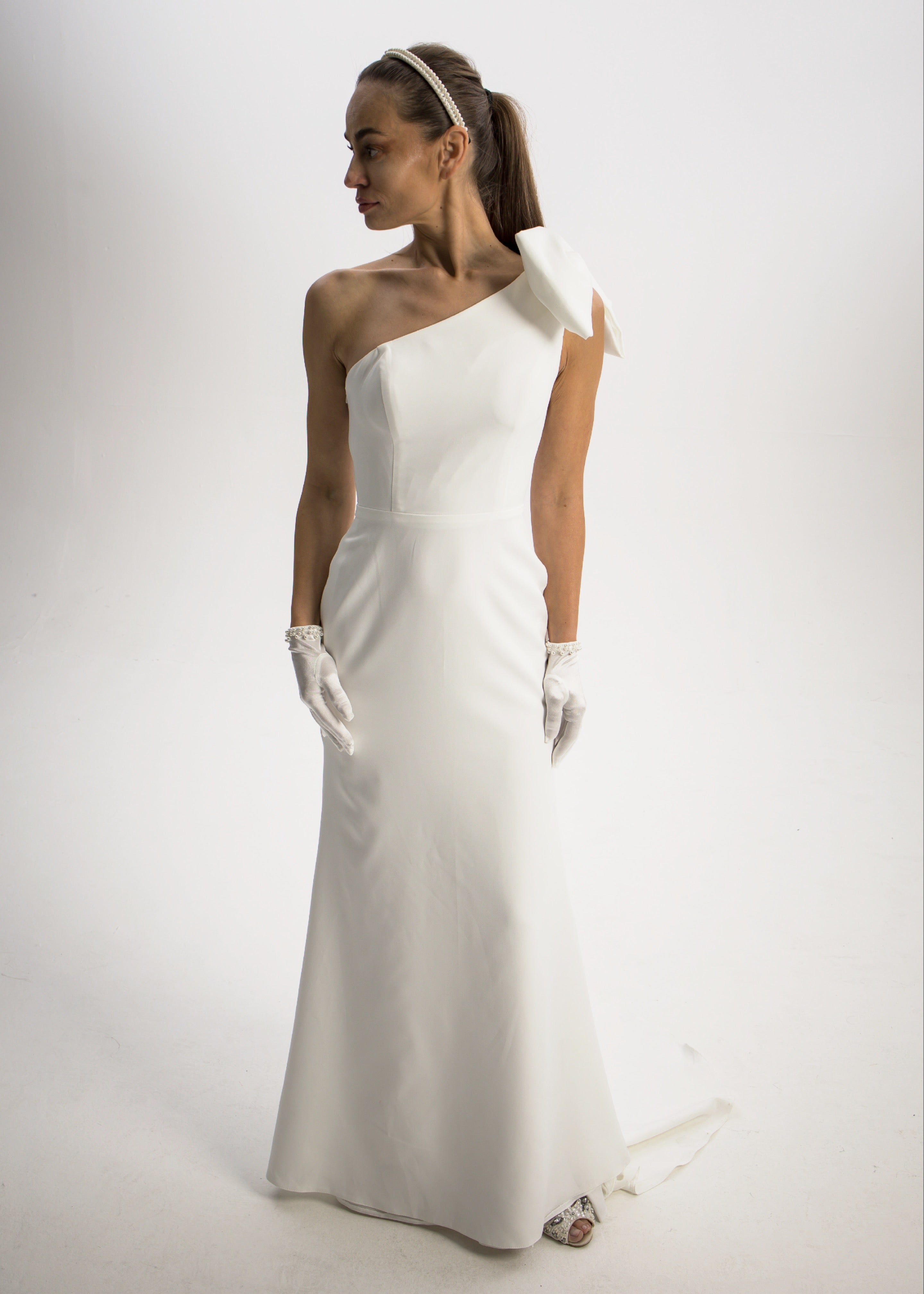 one shoulder wedding dress
