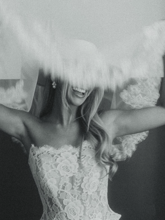 White Bridal Hat with Lace Veil