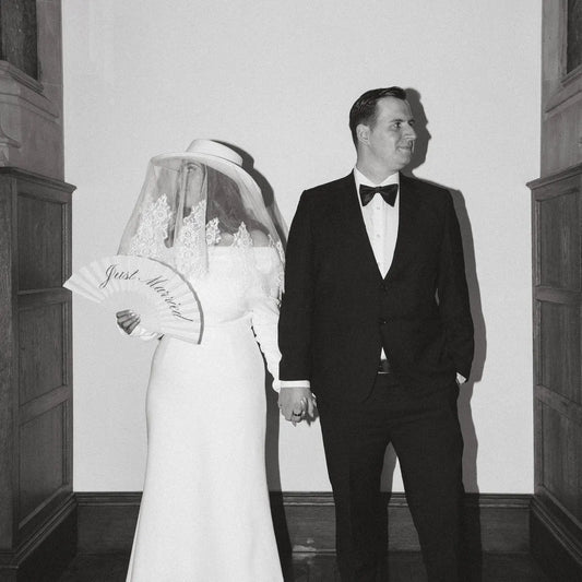 White Bridal Hat with Chantilly Lace Veil