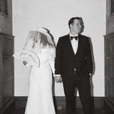 White Bridal Hat with Chantilly Lace Veil
