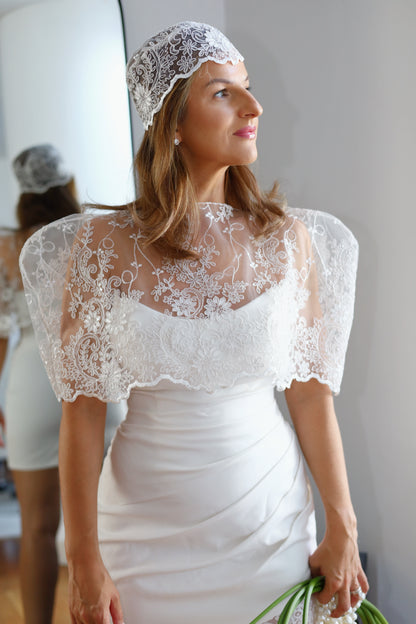 Exaggerated Lace Bridal Cape