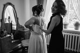 Karolina ~ Elegant Off-the-Shoulder Midi Wedding Dress