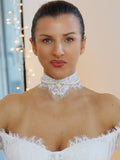 Vintage Style Chantilly Lace Bridal Choker with Pearls