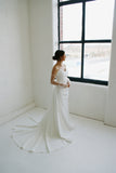 Rose Crepe Bridal Gown with Detachable Sleeves