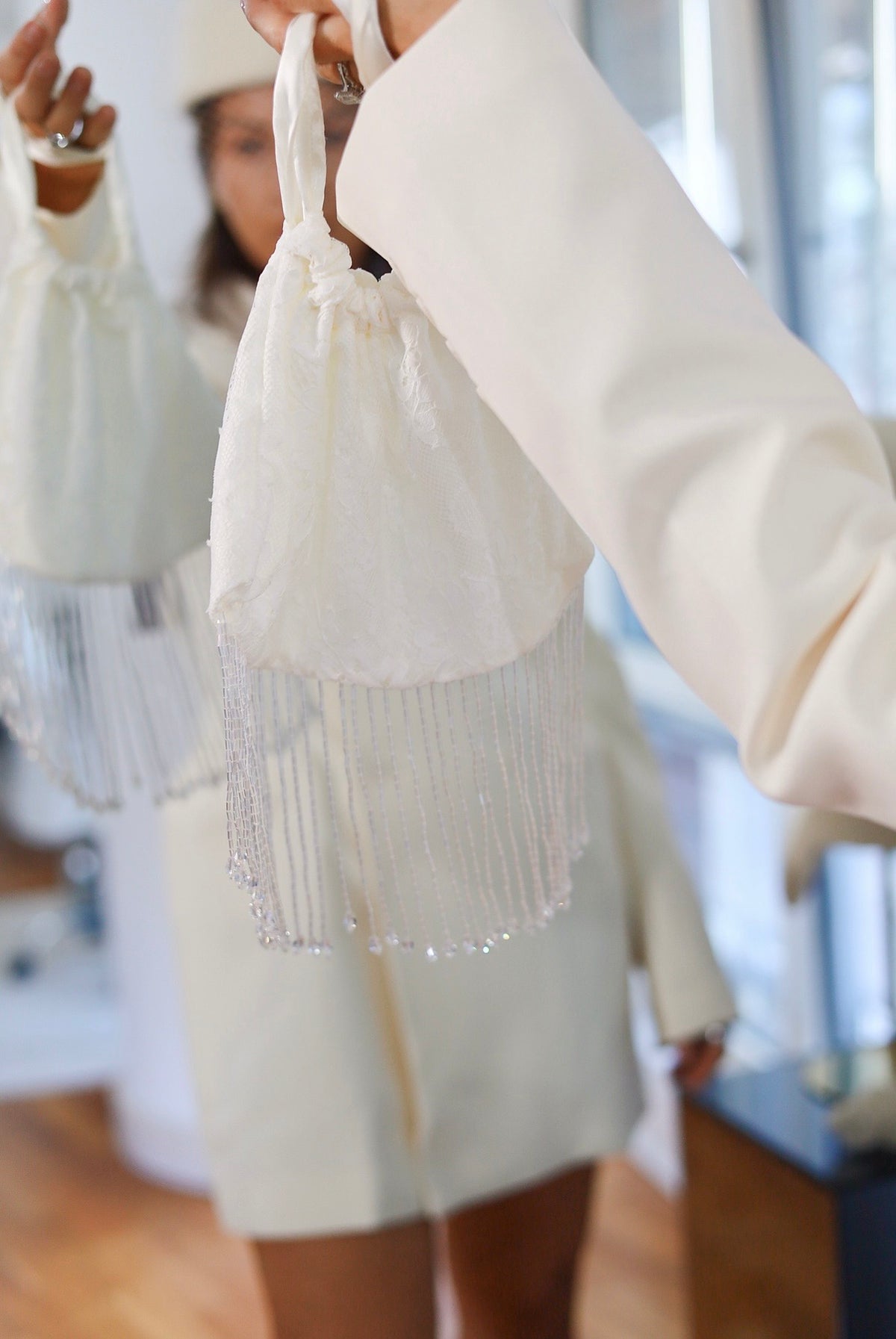 Luxury White Fringe Bridal Bag