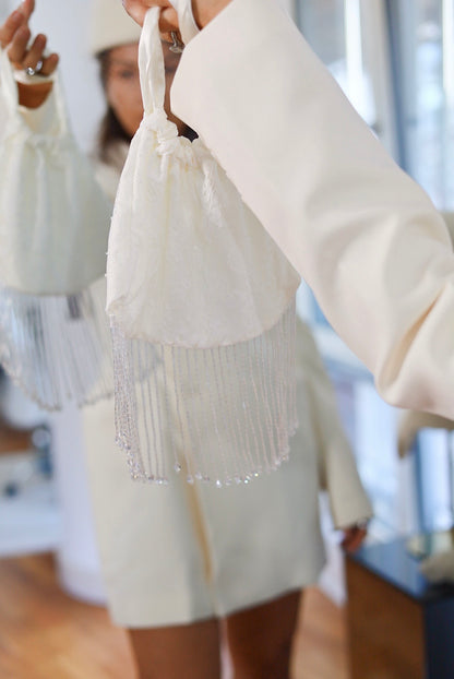 Luxury White Fringe Bridal Bag