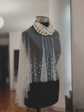 Pearl Embellished Bridal Cape